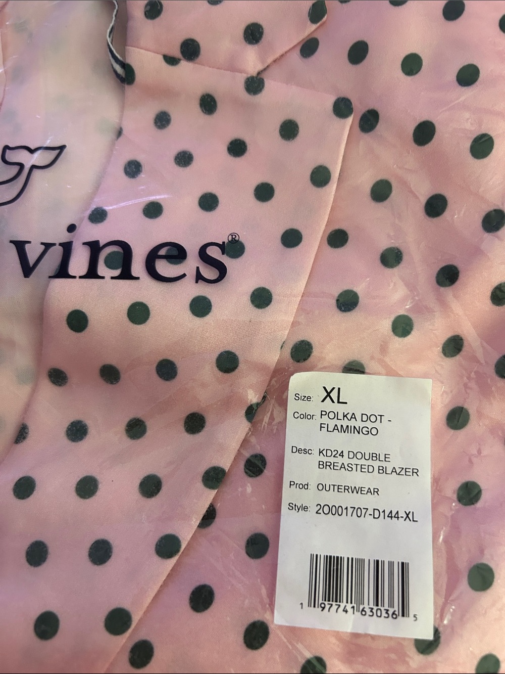 Vineyard Vines Pink Blazer with Green Polka Dots
